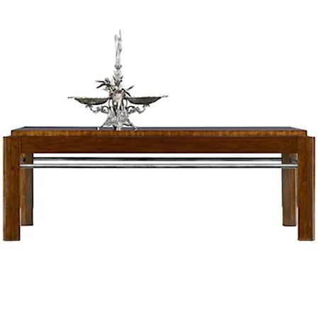 Garen Cocktail Table with Nickel Plated Brass Stretcher